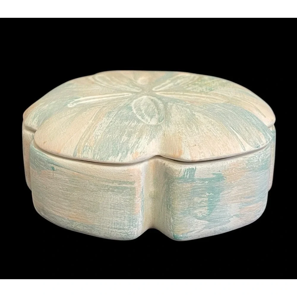 Sand Dollar Trinket Box Home Decor Small Pastel Multicolor